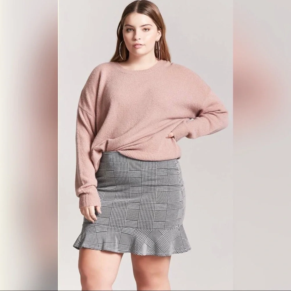 forever 21 plus ⋆ houndstooth ruffle skirt